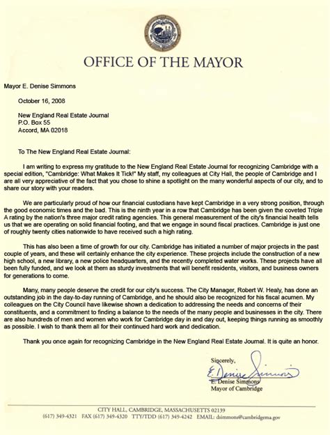 letter to the mayor|mayor letter to citizens.